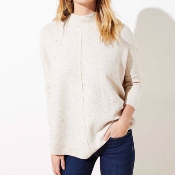 LOFT Sweaters - LOFT Flecked Mock Neck Poncho Sweater